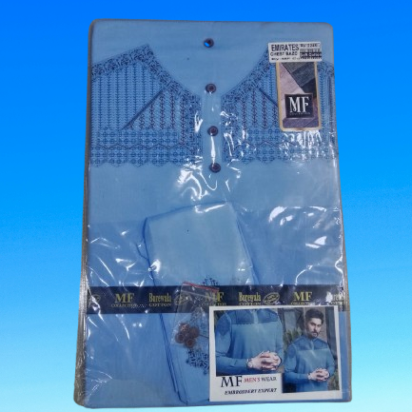 Men’s Embroidered Cotton Kurta – Grey | M.S Collection