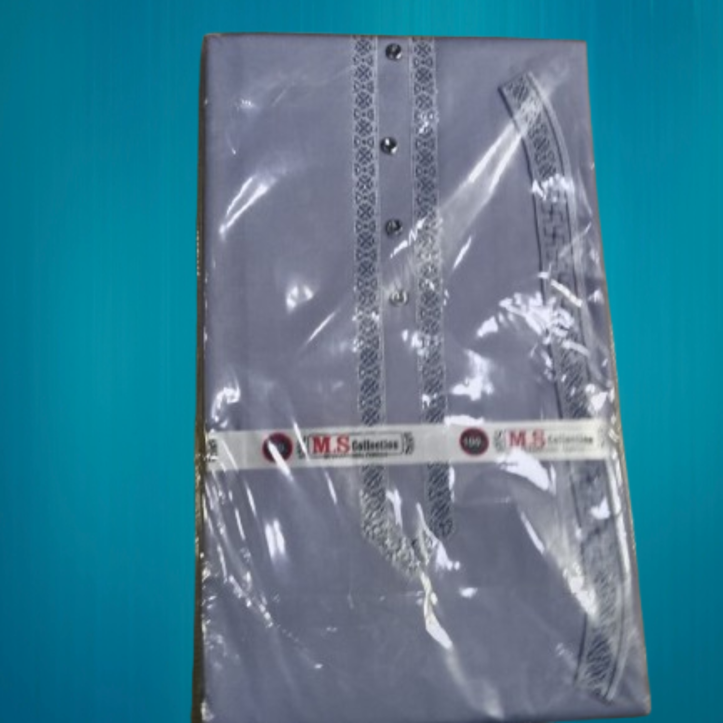 Men’s Embroidered Cotton Kurta – Grey | M.S Collection