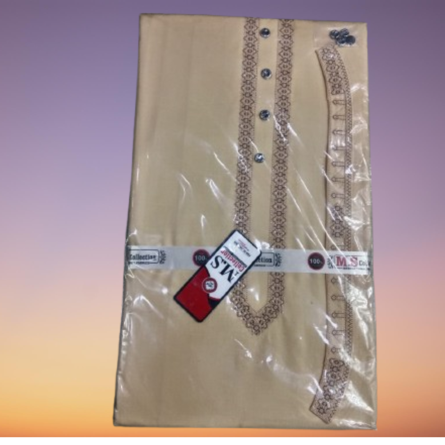 Men’s Embroidered Cotton Kurta – Grey | M.S Collection