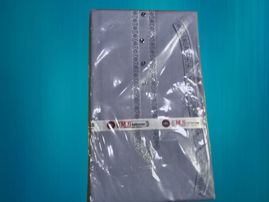 Men’s Embroidered Cotton Kurta – Grey | M.S Collection